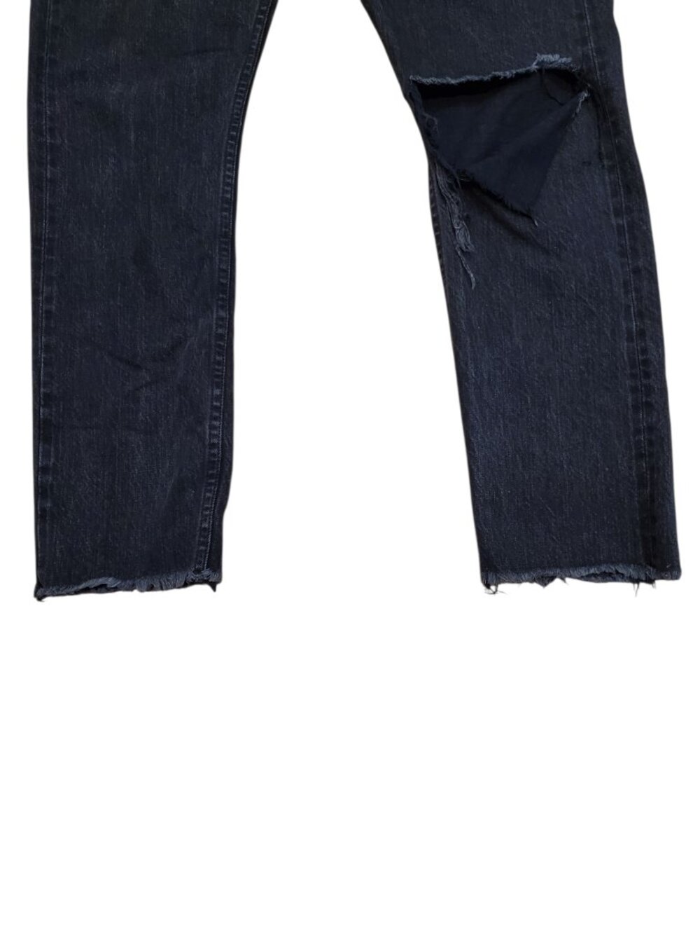RAG & BONE SZ 30 Women's High-rise Skinny Destroyed Knee Frayed Raw Hem Black - Picture 5 of 13